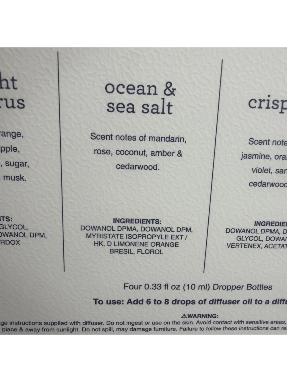 Sand + Fog Fragrance Diffuser Oil 4 Pack Blue Citrus Ocean Sea Salt NEW